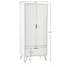 Murano 2 Door 1 Drawer Wardrobe in Matt White dimensions