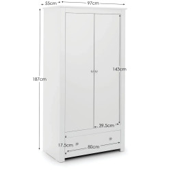 Radley  2 Door Wardrobe White dimensions
