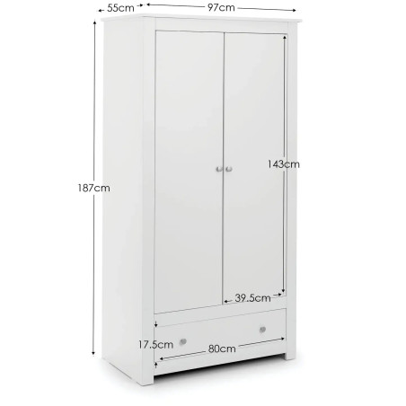 Radley  2 Door Wardrobe White dimensions