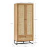 Padstow 2 Door Wardrobe Oak dimensions
