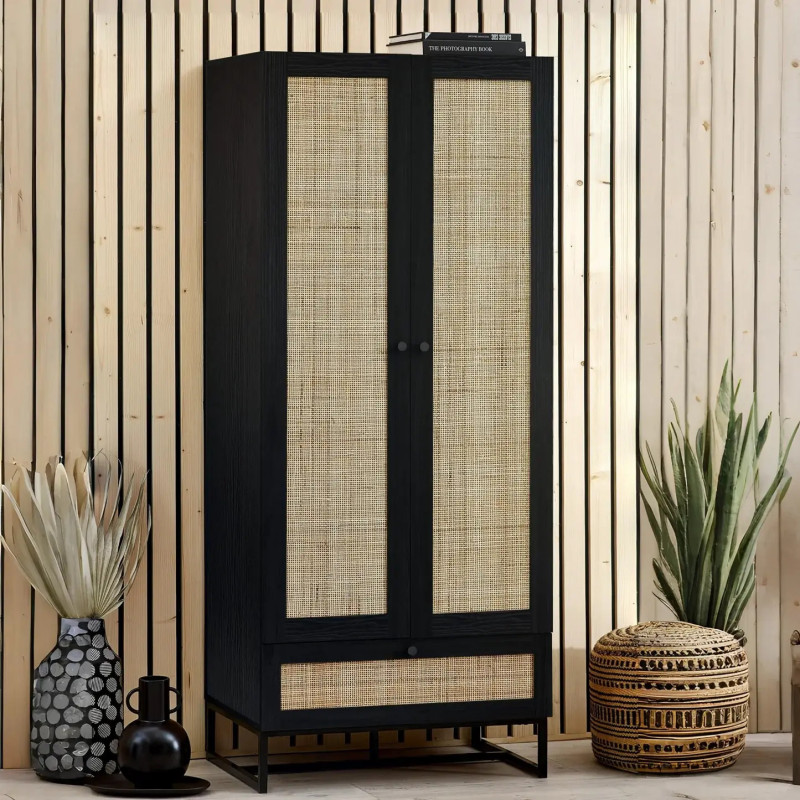 Padstow 2 Door Wardrobe Black