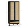 Padstow 2 Door Wardrobe Black dimensions
