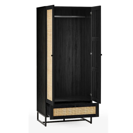 Padstow 2 Door Wardrobe Black internal