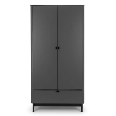 Chloe 2 Door 1 Drawer Wardrobe Grey front