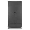 Chloe 2 Door 1 Drawer Wardrobe Grey front