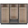 Nevada 6 Door 2 Drawer Mirrored Wardrobe Grey Gloss/Light Oak Effect Veneer - Home Divine
