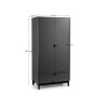 Chloe 2 Door 1 Drawer Wardrobe Grey dimensions
