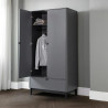 Chloe 2 Door 1 Drawer Wardrobe Grey internal