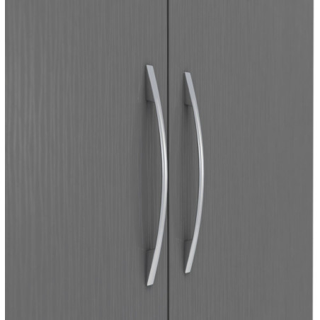 Nevada 6 Door 2 Drawer Mirrored Wardrobe Grey Gloss/Light Oak Effect Veneer - Home Divine