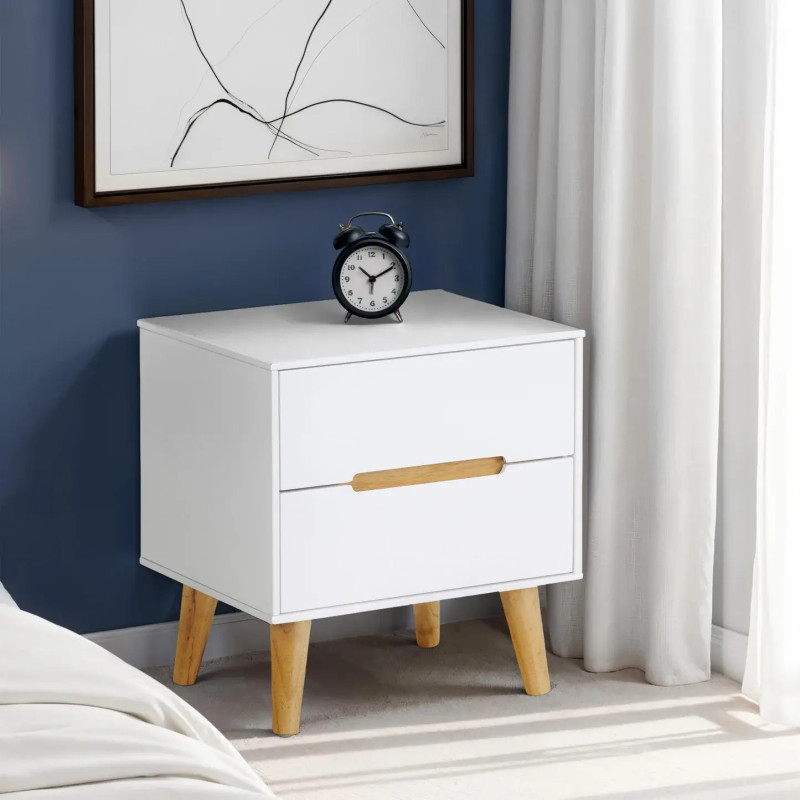Alicia 2 Drawer Bedside White