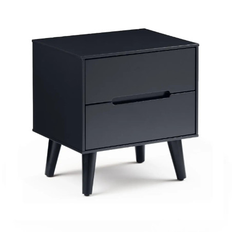 Alicia 2 Drawer Bedside Black sideview
