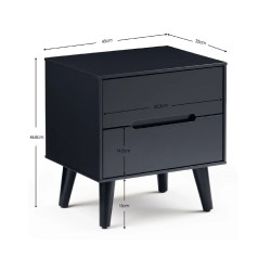 Alicia 2 Drawer Bedside Black dimensions