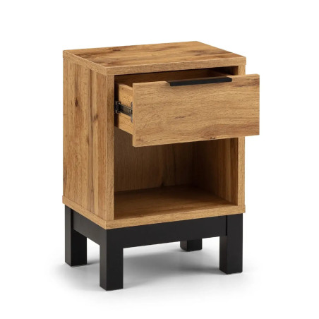 Bali 1 Drawer Bedside light oak opened