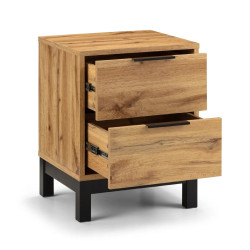 Bali 2 Drawer Bedside light oak opened