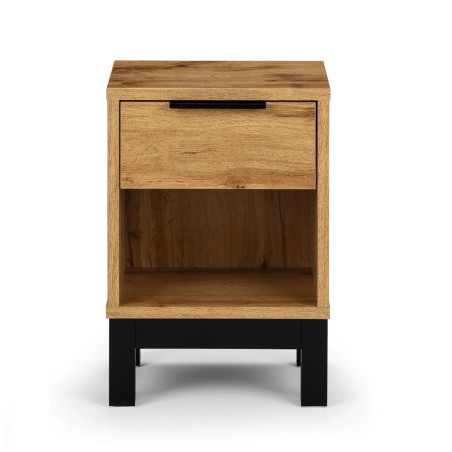 Bali 1 Drawer Bedside light oak shelf