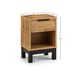Bali 1 Drawer Bedside light oak dimensions