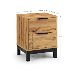 Bali 2 Drawer Bedside light oak dimensions