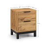 Bali 2 Drawer Bedside light oak dimensions