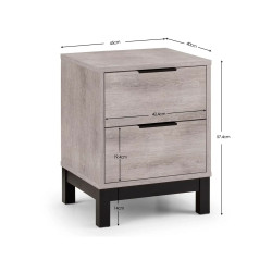 Bali 2 Drawer Bedside grey oak dimensions