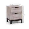 Bali 2 Drawer Bedside grey oak dimensions