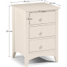Cameo 3 Drawer Bedside Ivory dimensions