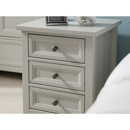 Maine 3 Drawer Bedside dove grey handles