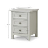 Maine 3 Drawer Bedside dove grey dimensions
