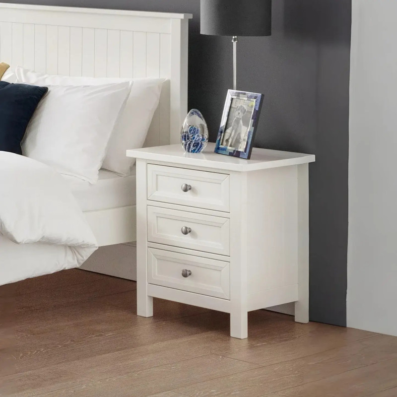 Maine 3 Drawer Bedside white
