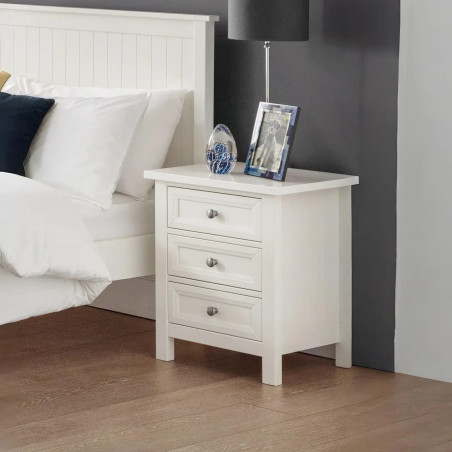 Maine 3 Drawer Bedside white