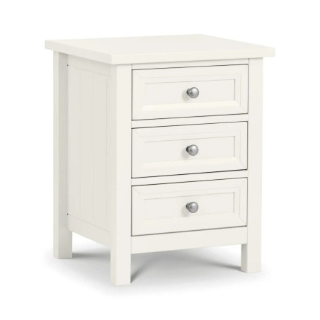 Maine 3 Drawer Bedside white closed