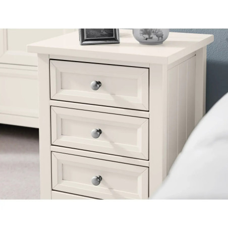 Maine 3 Drawer Bedside white handles