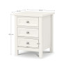 Maine 3 Drawer Bedside white dimensions