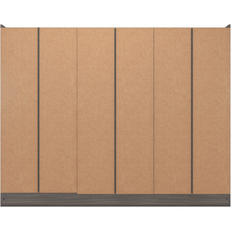 Nevada 6 Door 2 Drawer Mirrored Wardrobe Grey Gloss/Light Oak Effect Veneer - Home Divine