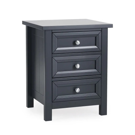 Maine 3 Drawer Bedside black closed