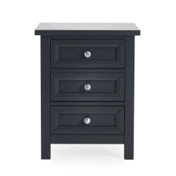 Maine 3 Drawer Bedside black front