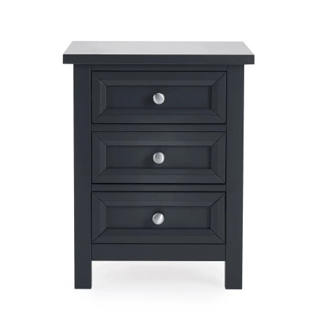 Maine 3 Drawer Bedside black front
