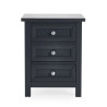 Maine 3 Drawer Bedside black front