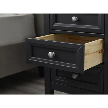 Maine 3 Drawer Bedside black drawer