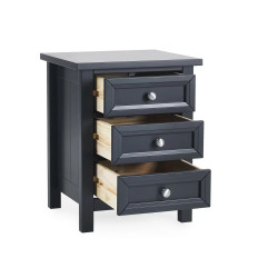 Maine 3 Drawer Bedside black opened