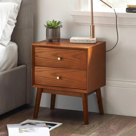 Lowry 2 Drawer Bedside Cherry Ash Wood Veneer