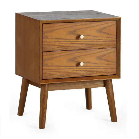 Lowry 2 Drawer Bedside Cherry Ash Wood Veneer front