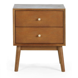 Lowry 2 Drawer Bedside Cherry Ash Wood Veneer closed