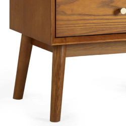 Lowry 2 Drawer Bedside Cherry Ash Wood Veneer corner