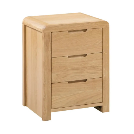 Curve 3 Drawer Bedside Oak Veneer closed
