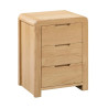 Curve 3 Drawer Bedside Oak Veneer closed