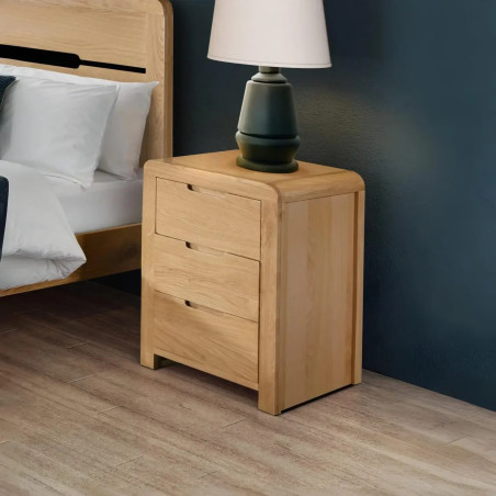 Curve 3 Drawer Bedside Oak Veneer