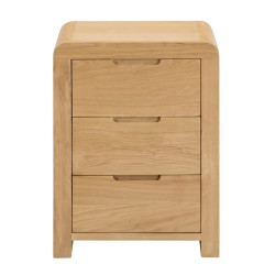 Curve 3 Drawer Bedside Oak Veneer front