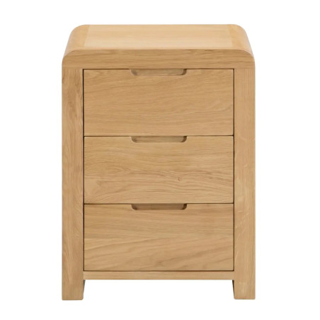 Curve 3 Drawer Bedside Oak Veneer front