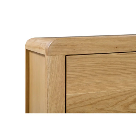 Curve 3 Drawer Bedside Oak Veneer corner