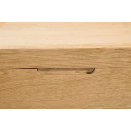 Curve 3 Drawer Bedside Oak Veneer handle
